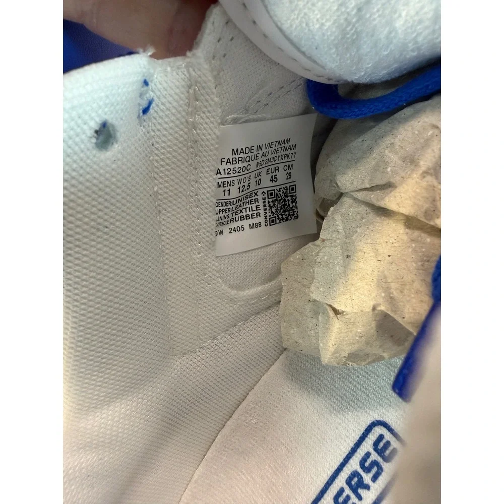 Converse Weapon Low White Royal Blue Leather Sneakers Mens 11, NEW